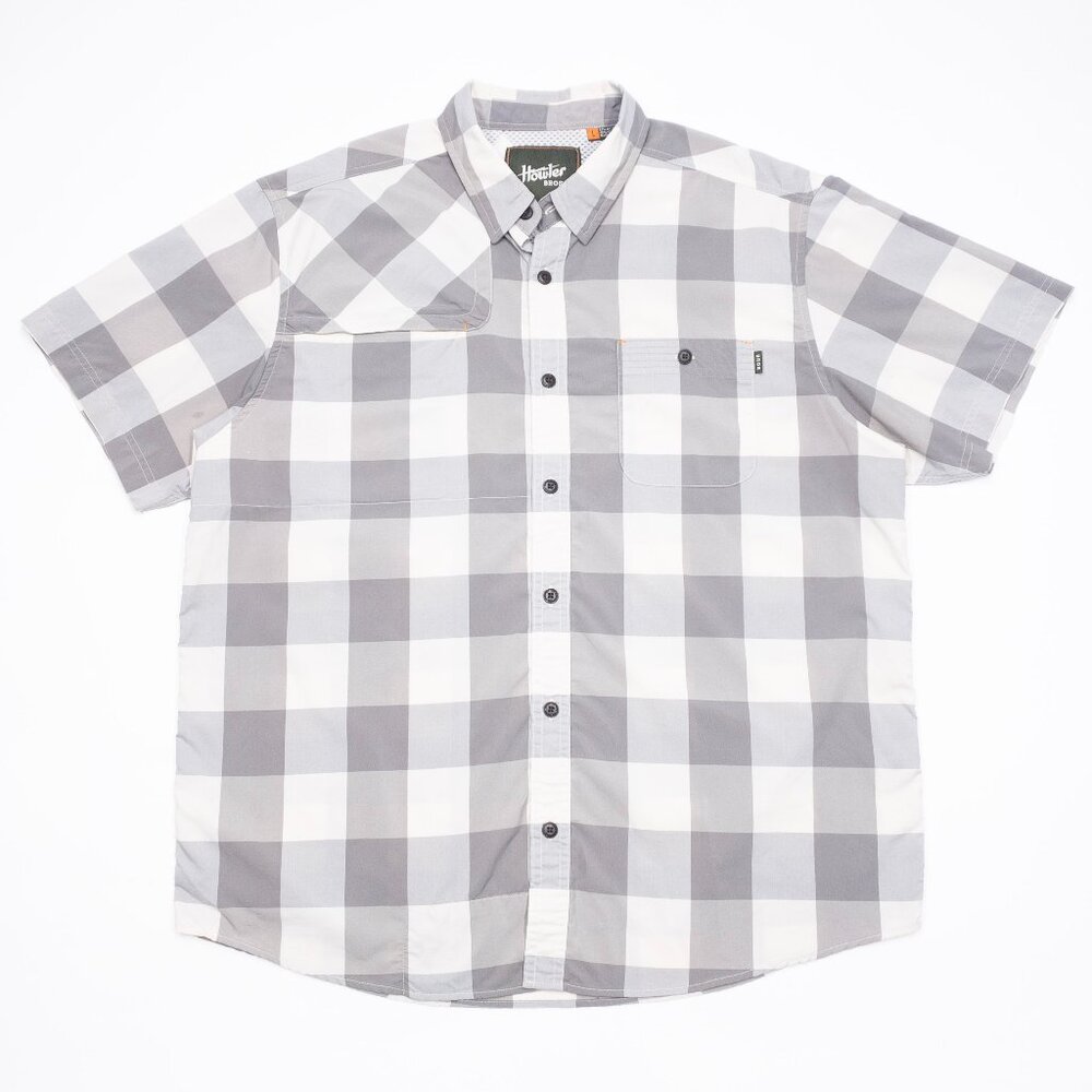 Howler Bros Plaid Shirt Men's Large Vented Short Sleeve Gray Pocket Button-Up